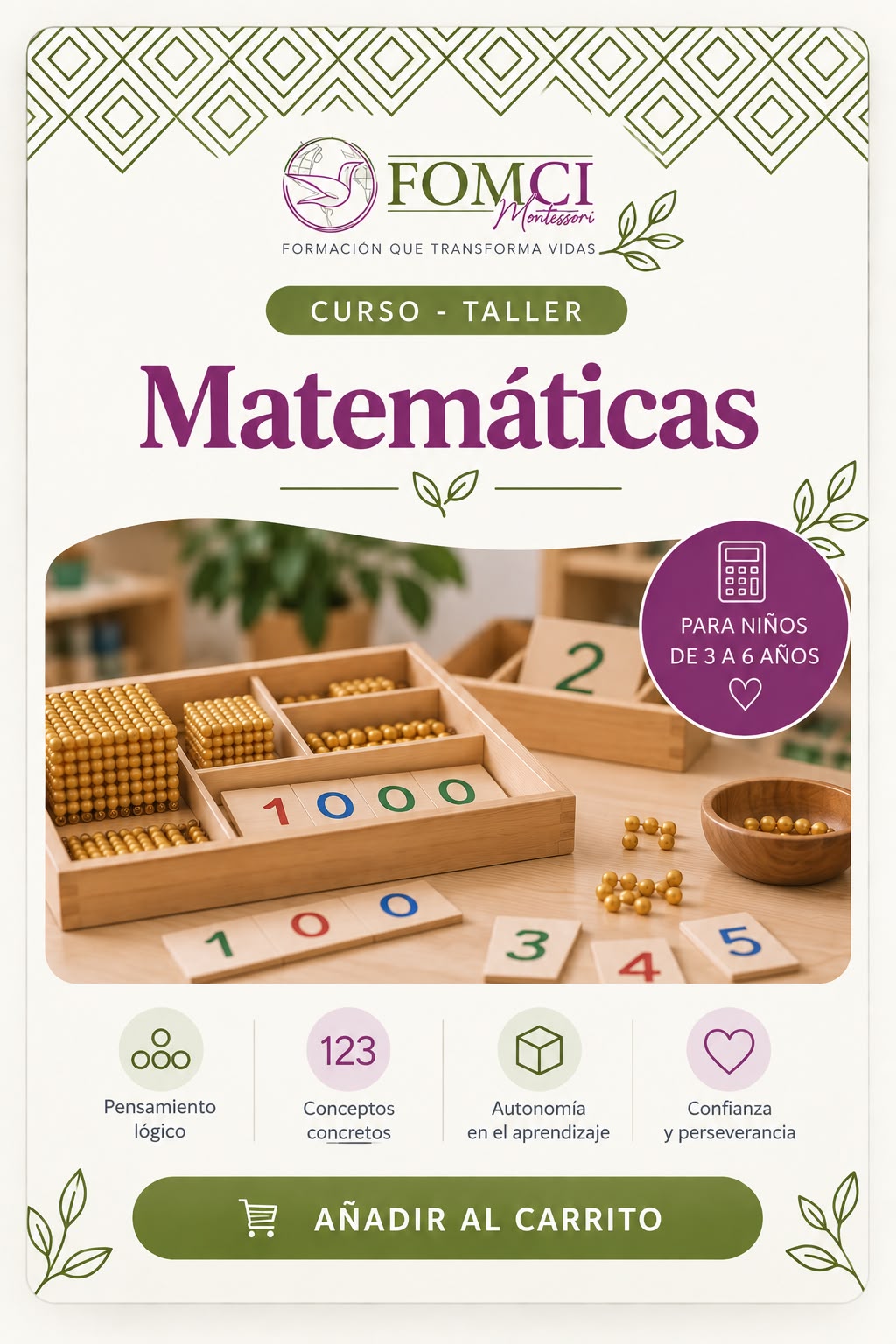 CURSO – TALLER Matemáticas Para Niños de 3 a 6 Años