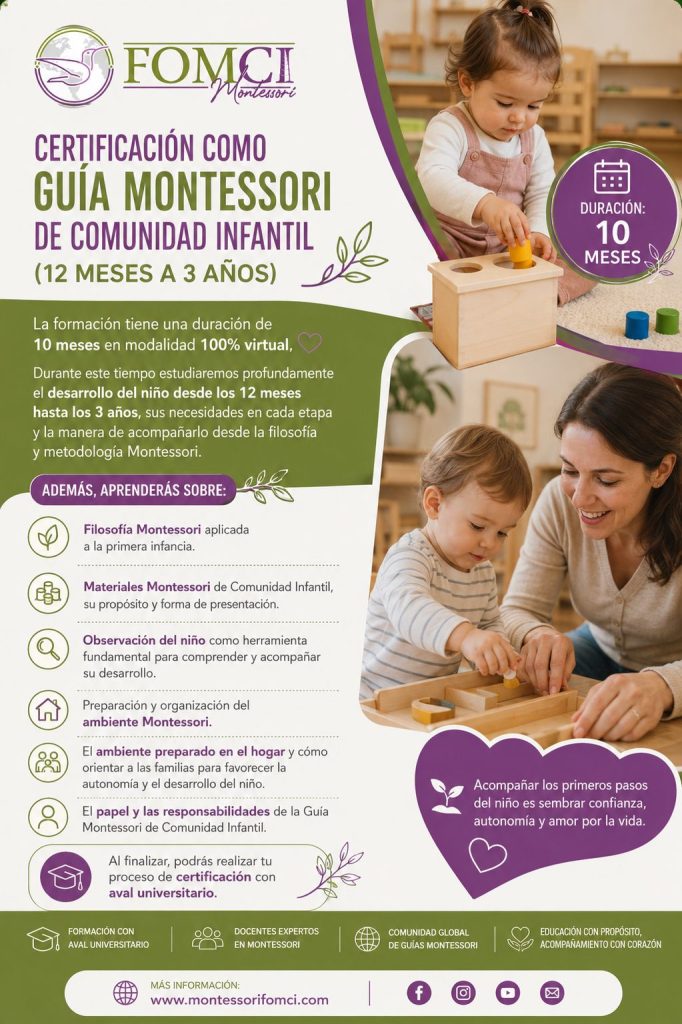 Certificación como Guía Montessori de Comunidad Infantil (12 meses a 3 años)